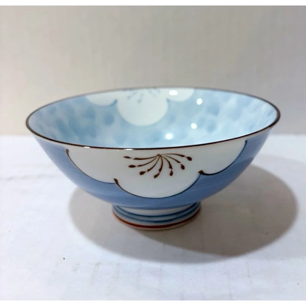 Vintage Arita Ware Seifū Kiln Japanese Porcelain Bowl, Underglaze Blue Plum